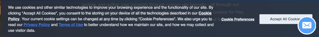 An example of a cookie notification that is GDPR compliant.