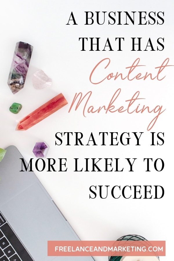 An image of laptop and crystals that were created onto a Pinterest pin graphic for content marketing strategy pin.